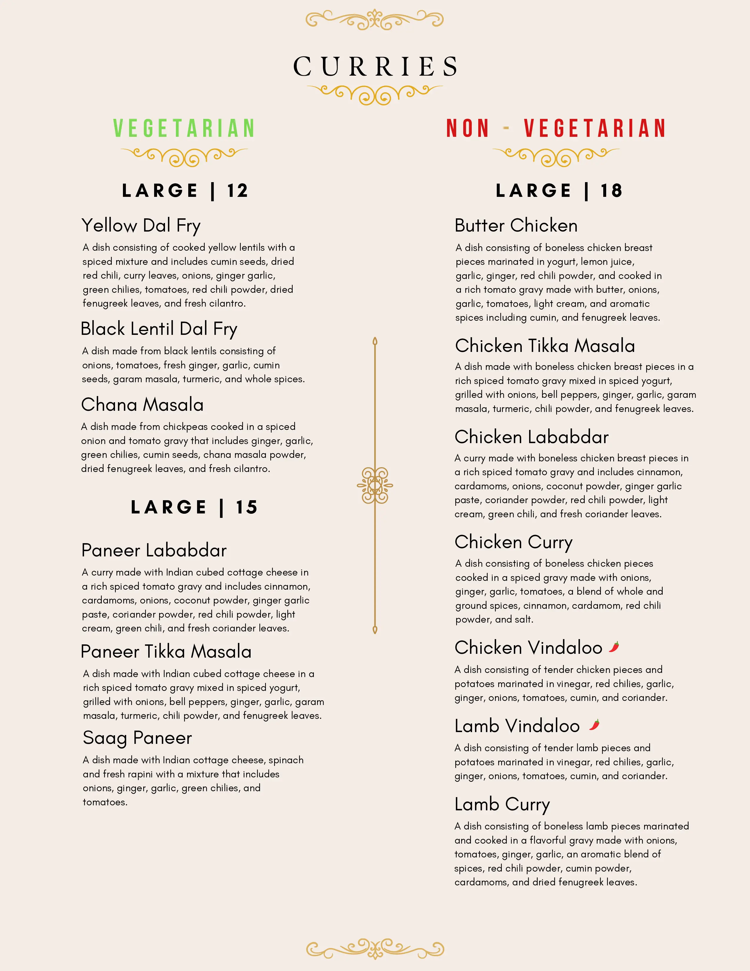 Golden Hours Indian Bistro Dine In Menu Page 3