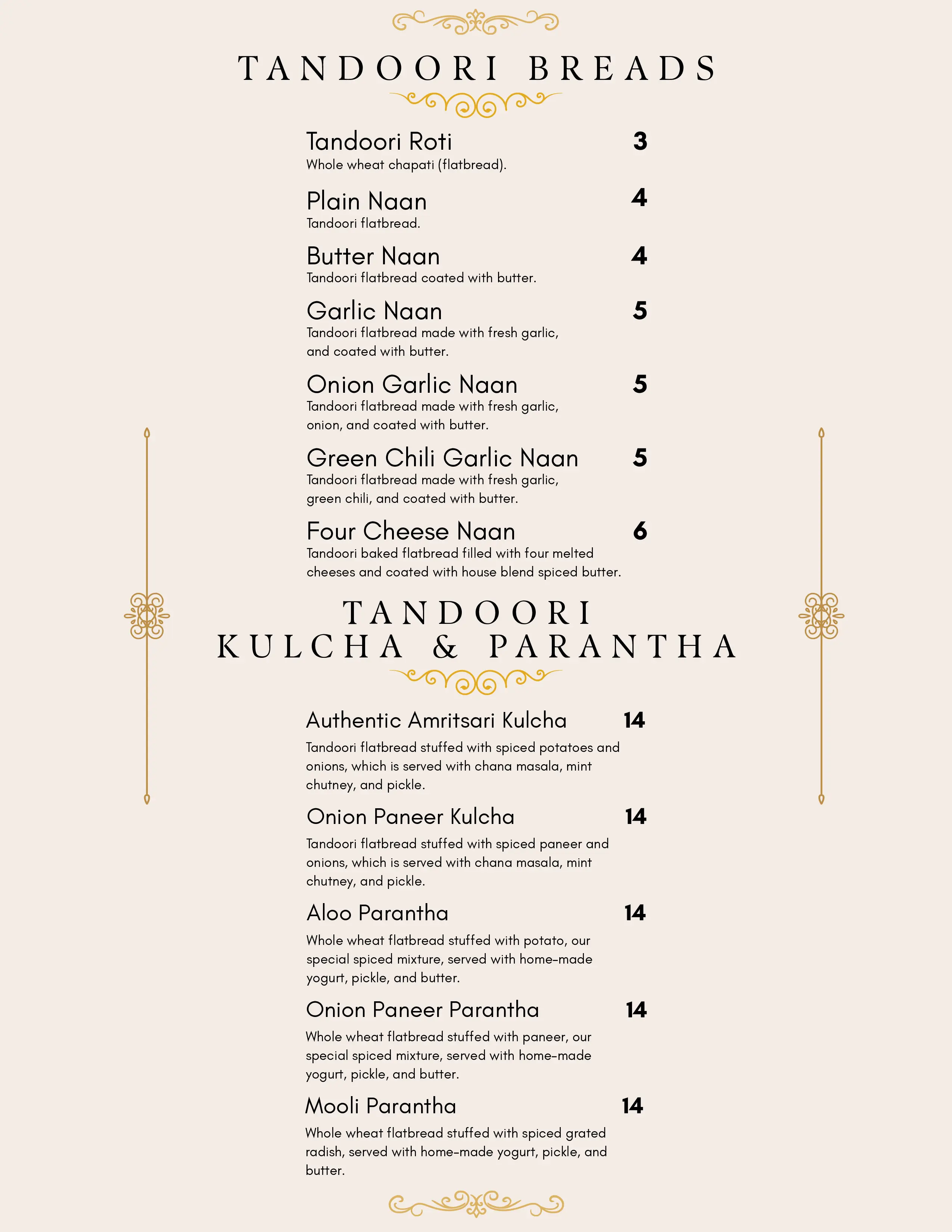 Golden Hours Indian Bistro Dine In Menu Page 4