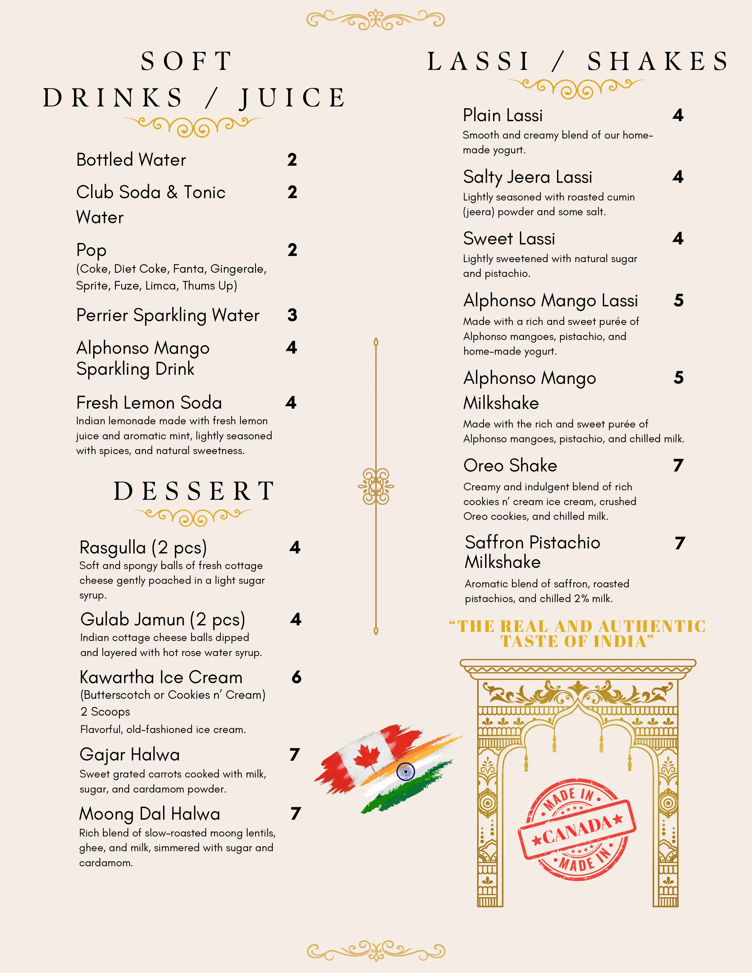 Golden Hours Indian Bistro Dine In Menu Page 6