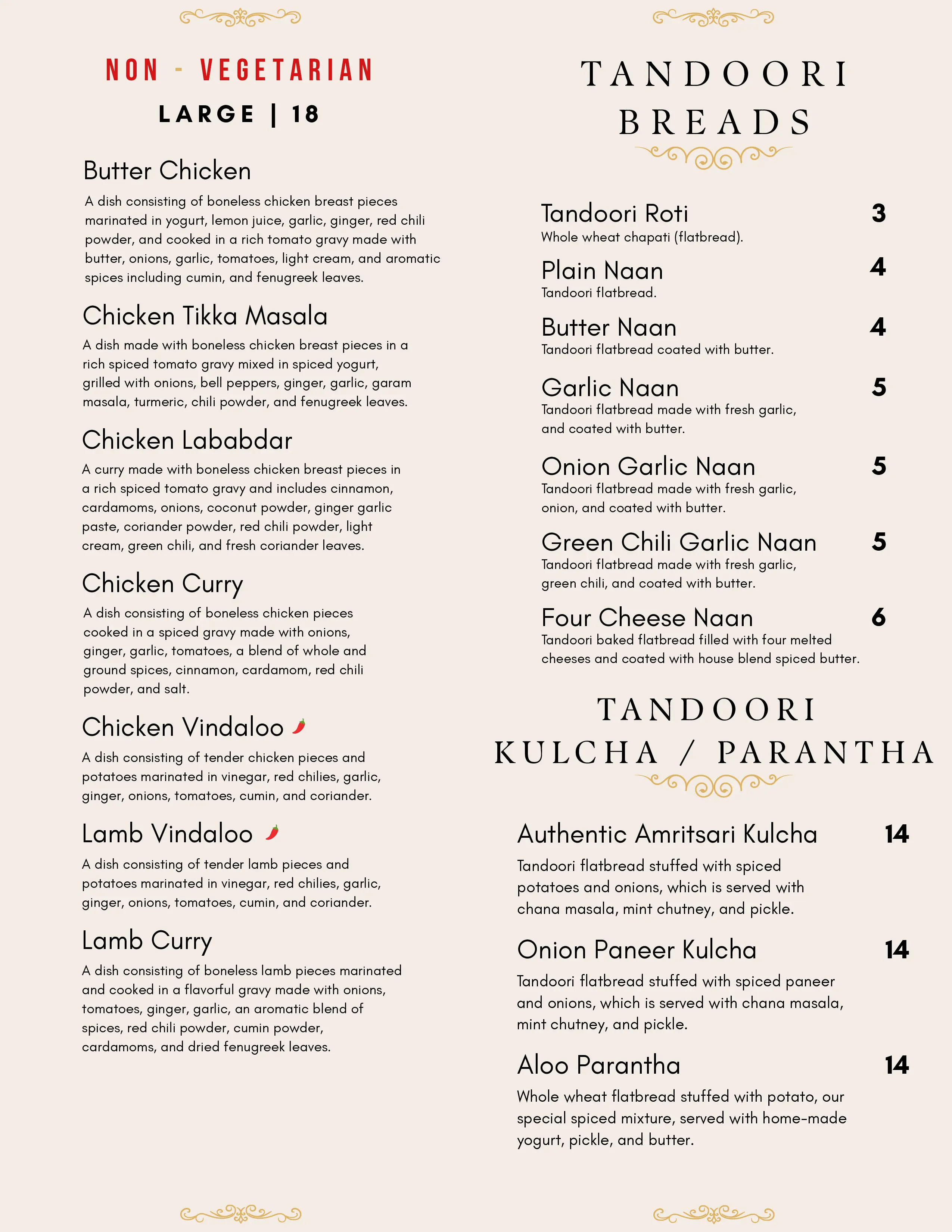 Golden Hours Indian Bistro Takeout Menu Page 3